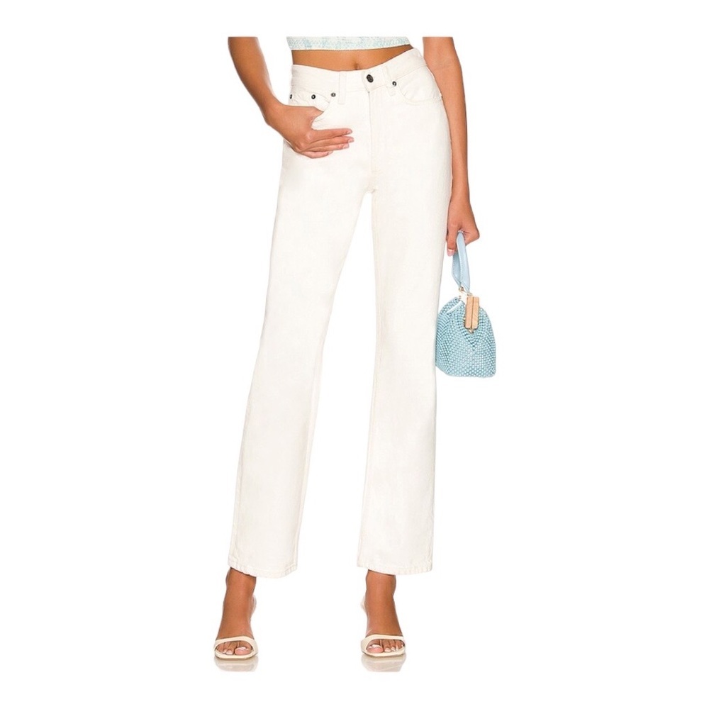 NEW Rails High Rise Jeans Topanga Straight Leg in Ecru Winter White Size 25
